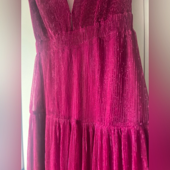 NWT $328 KARINA GRIMALDI Revolve Mernet Hot Pink Magenta Maxi Shoulder Pad Dress - Picture 9 of 13